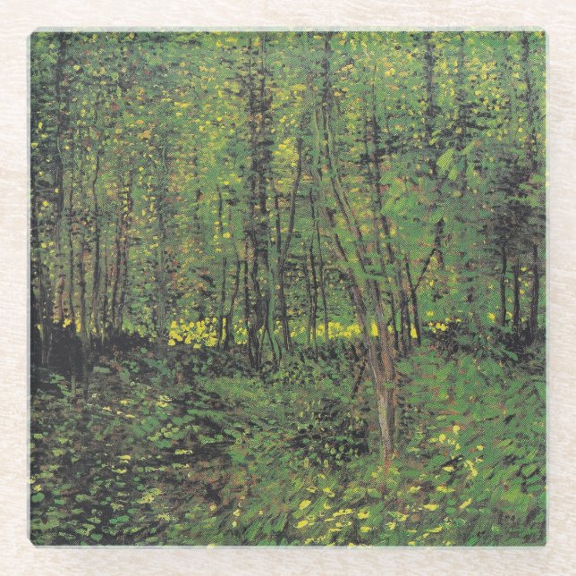 Bäume und Unterwuchs von Van Gogh Glasuntersetzer (Vorderseite)