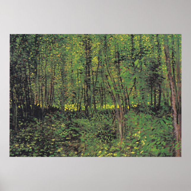 Bäume und Unterwuchs von Van Gogh Poster (Vorne)