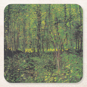 Bäume und Unterwuchs von Van Gogh Rechteckiger Pappuntersetzer