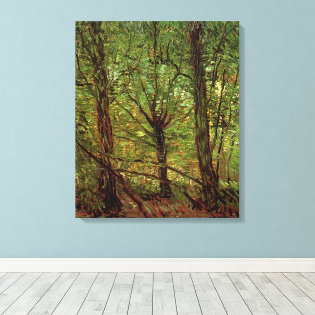 Bäume und Unterwuchs von Vincent van Gogh Leinwanddruck (Insitu (Holzboden))