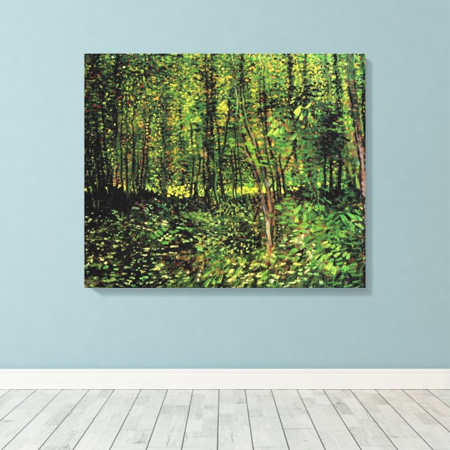 Bäume und Unterwuchs von Vincent van Gogh Leinwanddruck (Insitu (Holzboden))