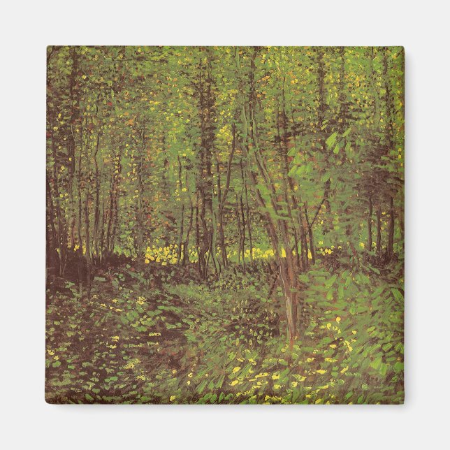 Bäume und Unterwuchs von Vincent van Gogh Magnet (Vorne)