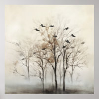 Bäume und Vögel Abstrakte Leinwand Mauer Kunst