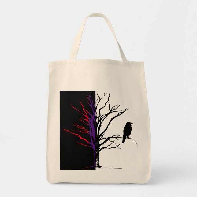 Bäume Vögel. Krähen, Raven Blackbird Tragetasche (Vorne)