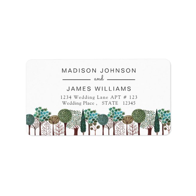 Bäume Wald Waldland | Hochzeit | Adressmarken Adressaufkleber (Vorne)
