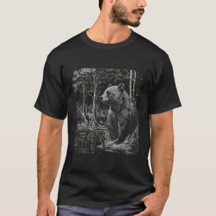 Bäume wild lebende Natur Tierbär Außenwald T-Shirt