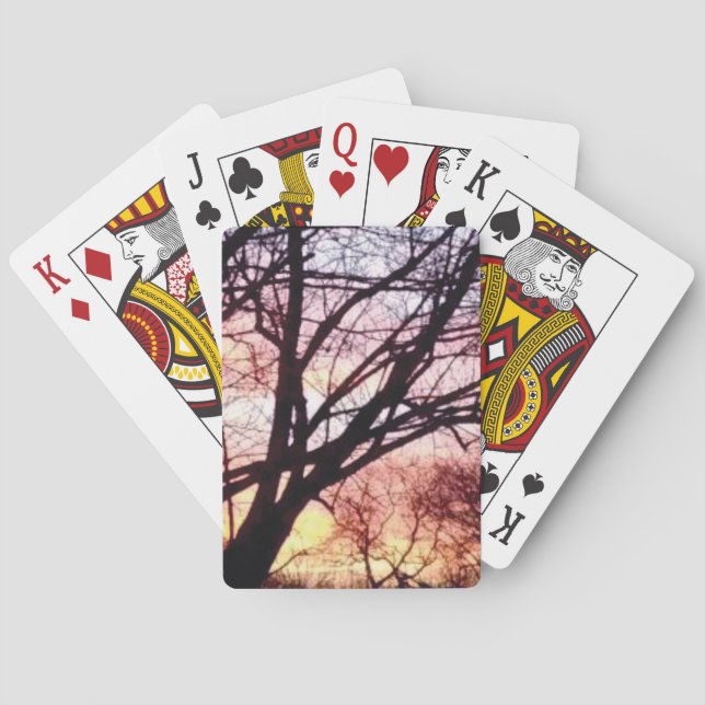 Bäume - Wintersonnenaufgang Spielkarten (Rückseite)