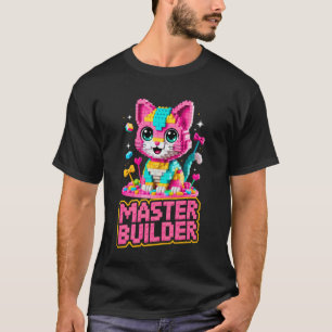 Baumeister Katzenliebhaber Bausteine Blöcke Ki T-Shirt