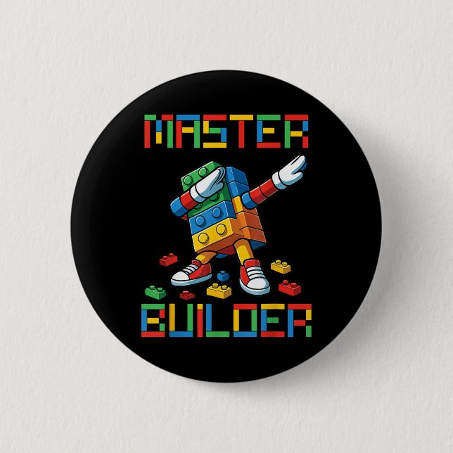 Baumeister-Tee-Dabbing-Blöcke-Bricks-Gebäude  Button (Vorderseite)