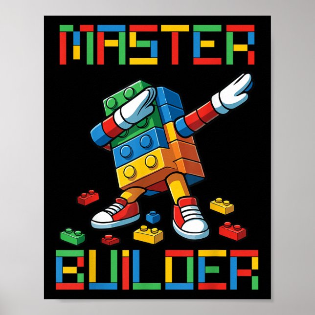 Baumeister-Tee Dabbing-Blöcke Ziegel Bauen  Poster (Vorne)