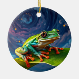 Baumfrosch-Nachtmagie Keramik Ornament