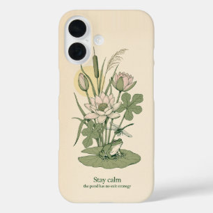 Baumfrosch Seerosenteich Linienkunst Handyhülle iPhone 16 Hülle