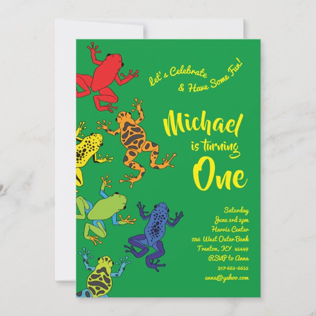 Baumfrösche Niedliche Einladungen zum 1. Geburtsta (Vorderseite)
