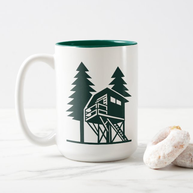 Baumhaus-Kaffeetasse Zweifarbige Tasse (Mit Donut)