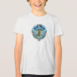 Baumhaus unter Mond Fantasy magische Illustration Tri-Blend Shirt