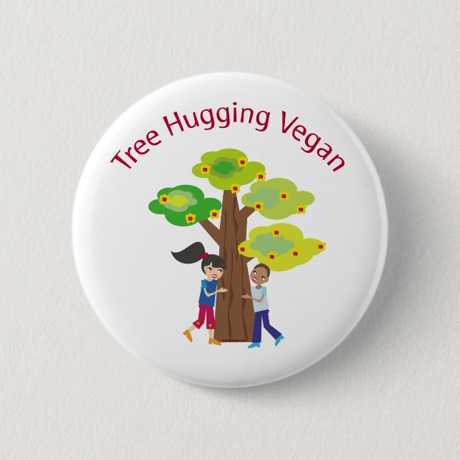 Baumhugging Vegan Button (Vorderseite)
