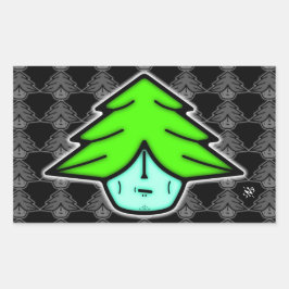 Baumkrieger (Cartoon wie Gesicht) v2.1, rechteckig Rechteckiger Aufkleber