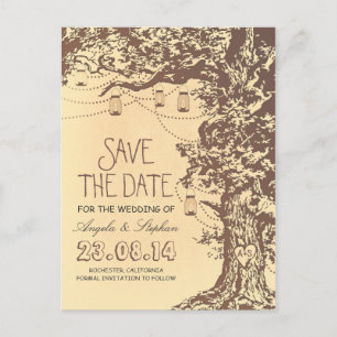 Baumkronengläser rustikale Save the Date Postkarte