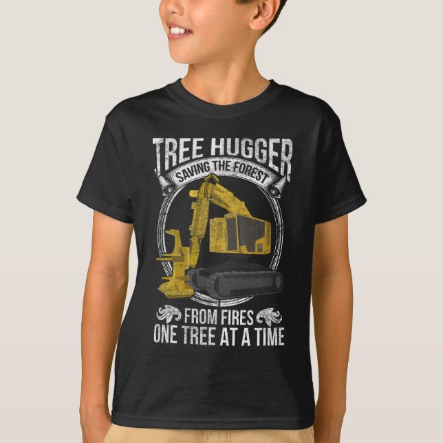 Baumloggen Joke Forestry Harvester T-Shirt (Vorderseite)