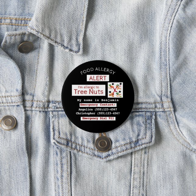 BaumNut Food Allergy Alert Label Button (Beispiel)