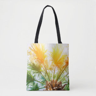 Baumpalme hell sonne sommer hintergrund. tropisch tasche