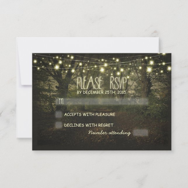 Baumpfad rustikale Hochzeitskarten RSVP (Vorderseite)