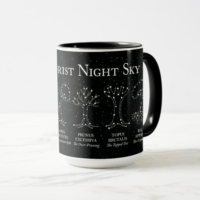 Baumpfleger Nachthimmel Schwarz 15 oz. Tasse (VorderseiteRechts)