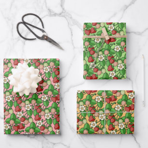 Baumplanpapier für Erdbeeren Geschenkpapier Set