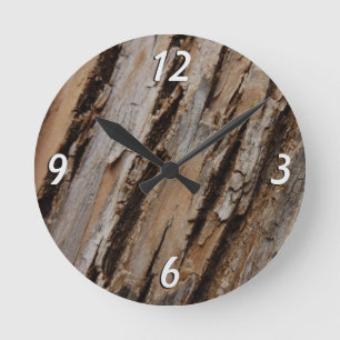 Baumrinde I Natürliche Abstrakte Textur Runde Wanduhr