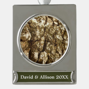 Baumrinde II Naturtexturierte Konstruktion Banner-Ornament Silber