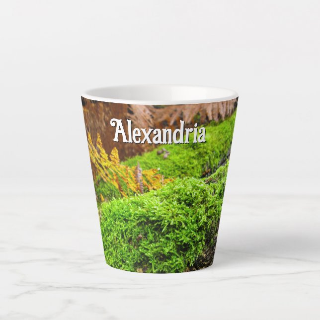 Baumrinde im Herbstmoos - Klein Personalisiert Milchtasse (Vorderseite)