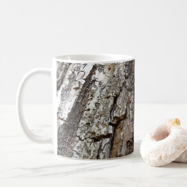 Baumrinde IV Abstrakte Natur Kaffeetasse (Mit Donut)