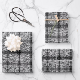 Baumrinde Schwarz-Weiß-Foto Nahaufnahme Muster Geschenkpapier Set