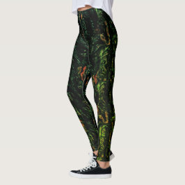 Baumrinde unter grünem Hammerglas Leggings