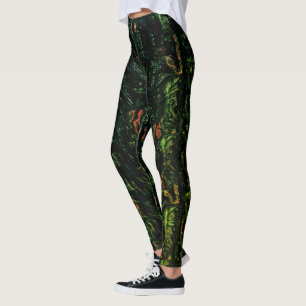 Baumrinde unter grünem Hammerglas Leggings
