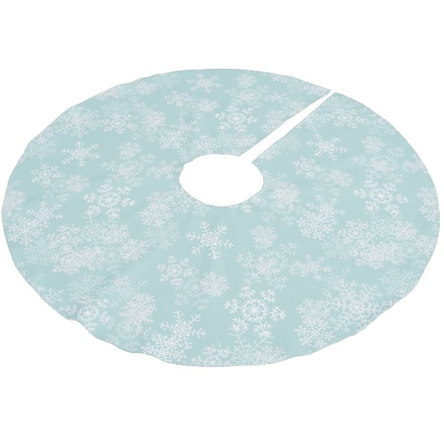 Baumrock-Schneeflocken Polyester Weihnachtsbaumdecke (Schrägansicht)