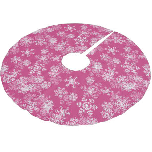 Baumrock-Snowflakes-Pink Polyester Weihnachtsbaumdecke