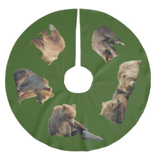 Baumrock von Grizzlybärenjungen Polyester Weihnachtsbaumdecke
