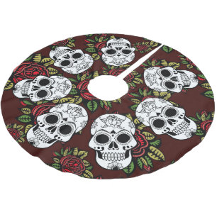 Baumrock Weihnachtsretro Schädel-Rosen Chic Polyester Weihnachtsbaumdecke