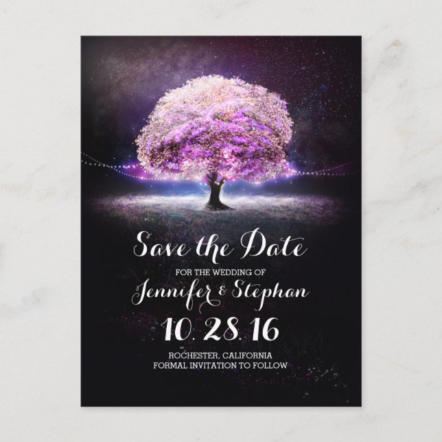 Baumromantik Save the Date Postkarte (Vorderseite)