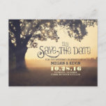 Baumromantik Save the Date Postkarte<br><div class="desc">Besondere und einzigartige Save the Date Postkarte mit wunderschönem,  weißem,  alten Baum mit Lichterketten. Traumhaft Vintag Save the Date perfekt für rustikale Hochzeitsthemen.</div>