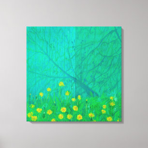 Baumschatten und Löwenzahn, Sommer-Blume Leinwanddruck