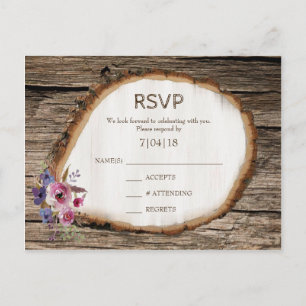 Baumscheiben-Stumpf-Blumen-Hochzeits-RSVP-Postkart Einladungspostkarte
