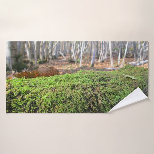 Baumschlummer im Herbstmoos - Personalisiert Badhandtuch Set (Badehandtuch)