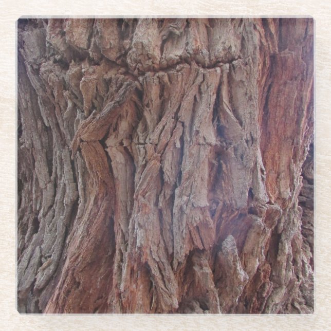 Baumstamm Foto Rot braun Streifen Holzkornbart Glasuntersetzer (Vorderseite)