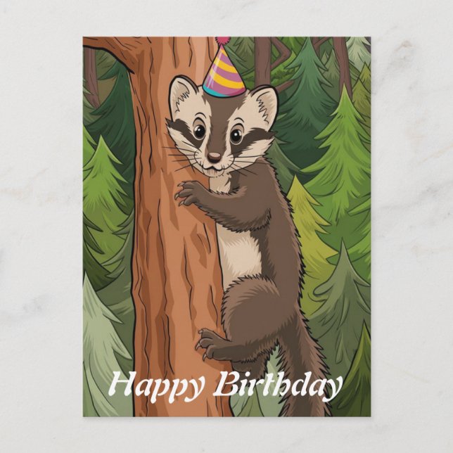 Baumstamm Klettermarten Postkarte (Vorderseite)