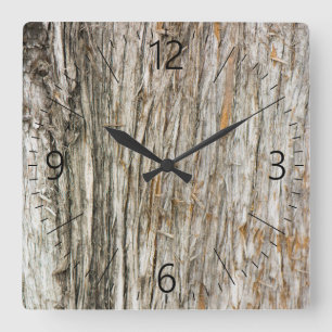 Baumstamm Quadratische Wanduhr