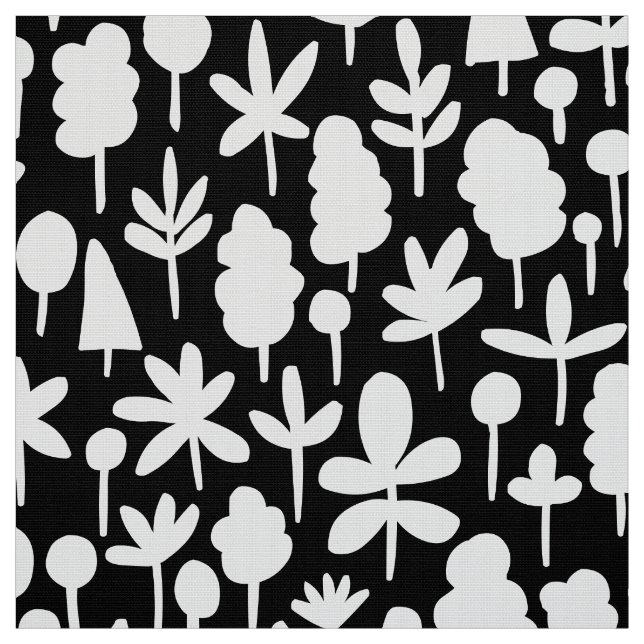 Baumstruktur und Blattform Muster 051017 - Wt on B Stoff (Muster)