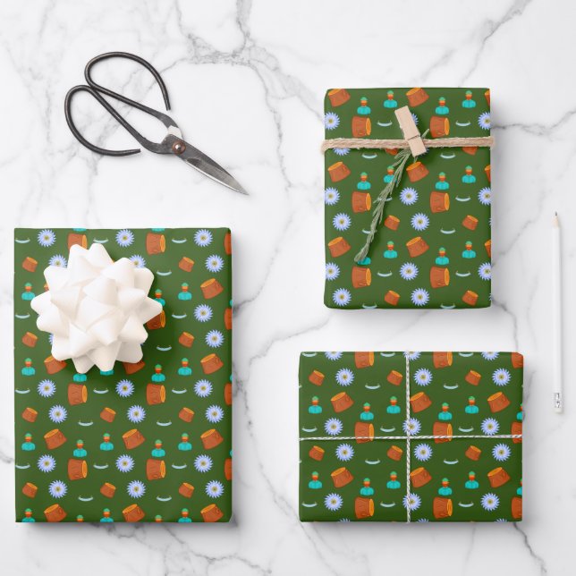Baumstumpf für Lumberjack-Ausrüstung Grün Geschenkpapier Set (Vorderseite)