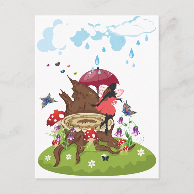 Baumstumpf und Fairy Postkarte (Vorderseite)